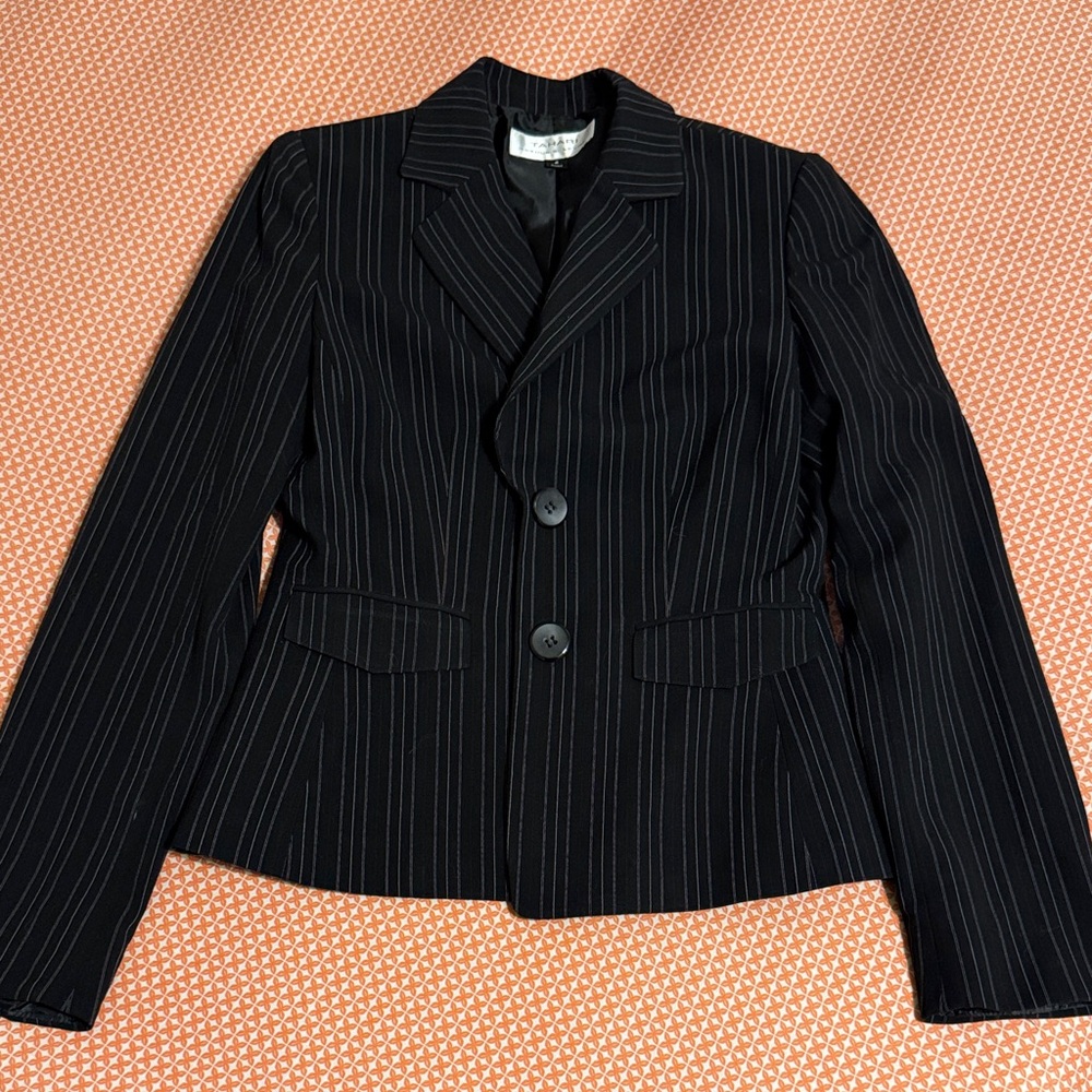 Tahari ASL Black Striped Blazer